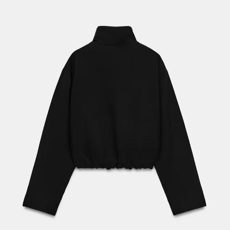 Damen Cropped schmal taillierte Blousonjacke mit Stehkragen und cleanem Schnitt Drune