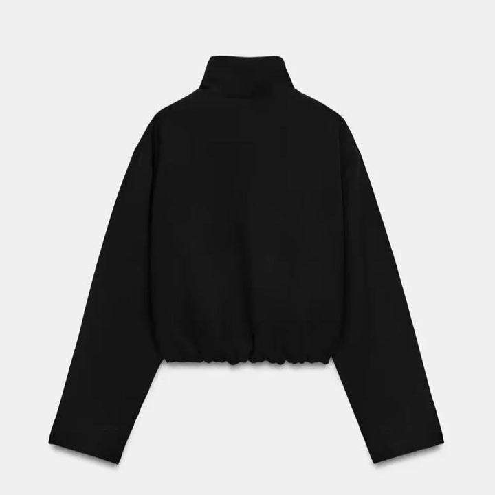 Damen Cropped schmal taillierte Blousonjacke mit Stehkragen und cleanem Schnitt Drune
