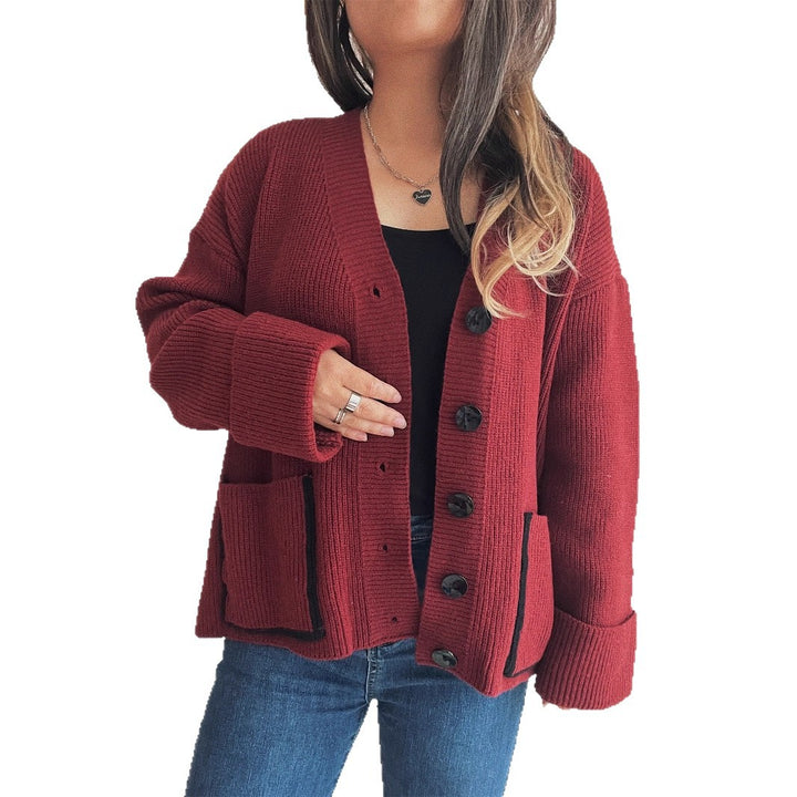 Damen Strickjacke mit eleganten Taschen und strukturiertem Design Drune