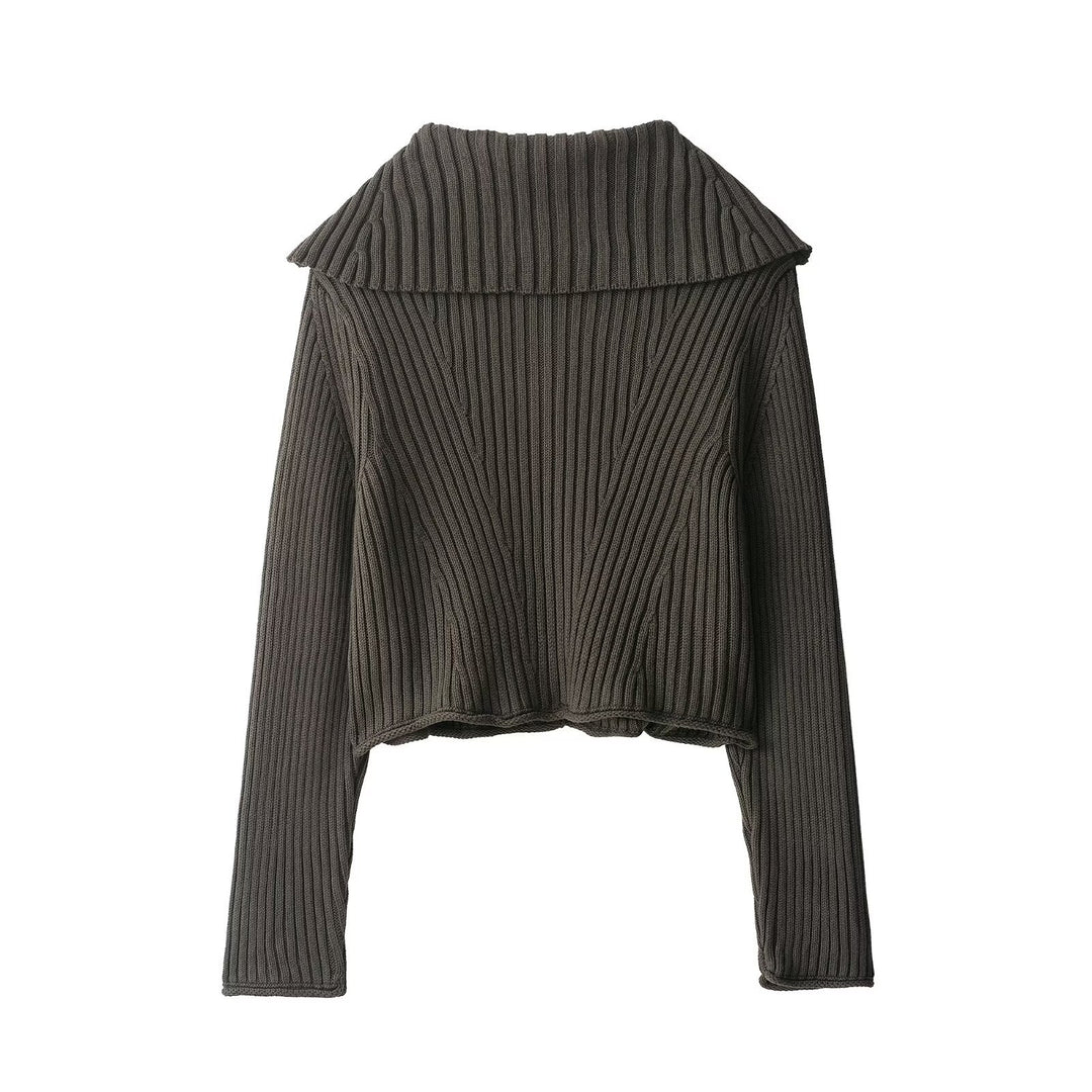 Damen Strickjacke mit dekorativem Kragen und modernen Knopfdetails Drune