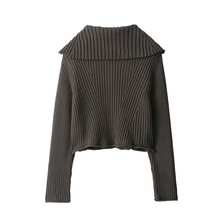 Damen Strickjacke mit dekorativem Kragen und modernen Knopfdetails Drune