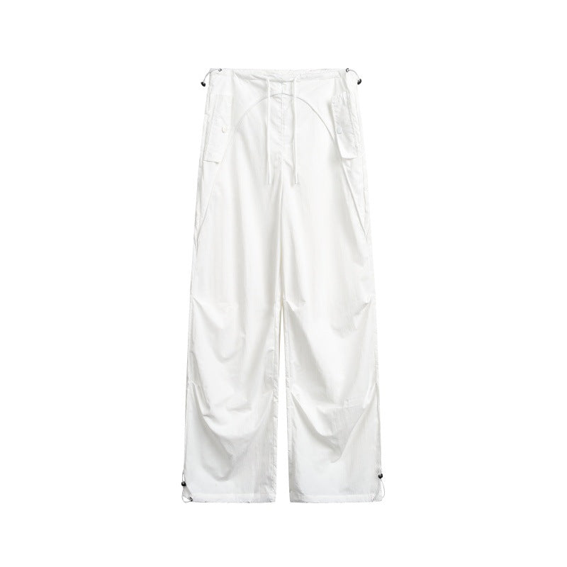 Damen weite Cargo-Hose mit Kordelzugbund und verstellbaren Saum Drune