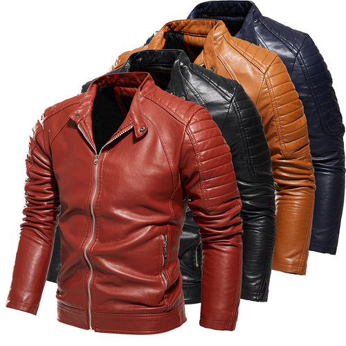Herren Elegante Kunstlederjacke mit Steppdetails Drune