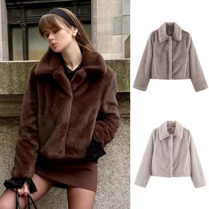 Damen kuschelige Kunstpelzjacke Drune