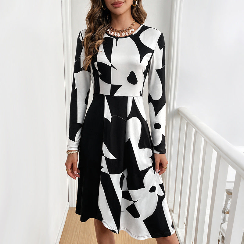 Damen Elegantes floral gemustertes Midi-Kleid Drune