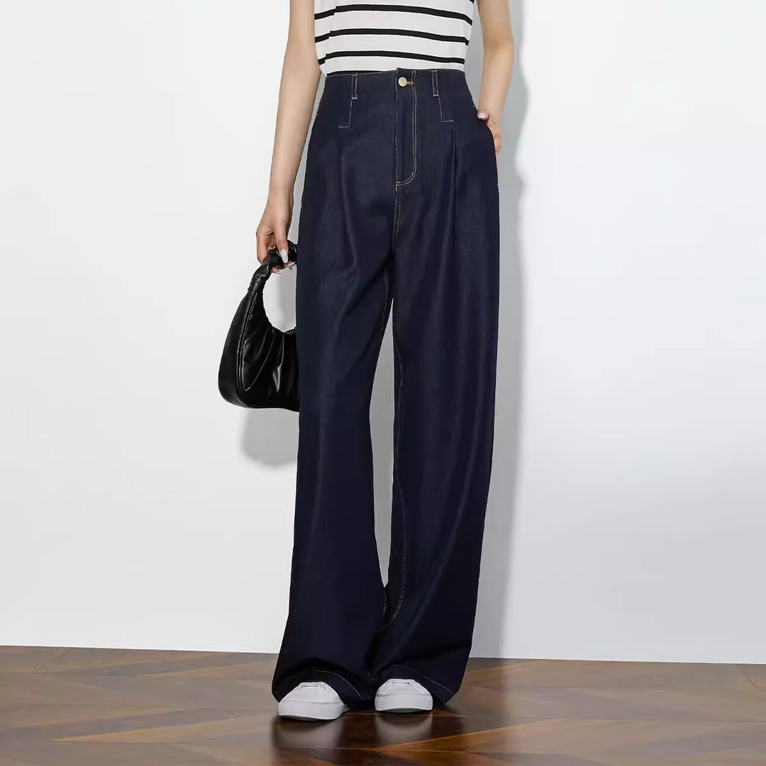 Damen Elegante Hohe Taillierte Wide-Leg Jeans Drune