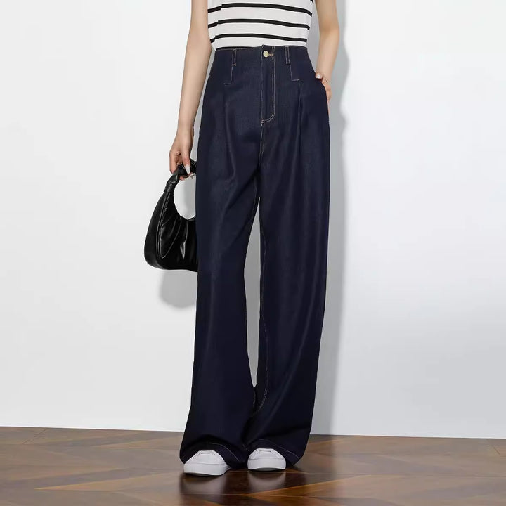 Damen Elegante Hohe Taillierte Wide-Leg Jeans Drune