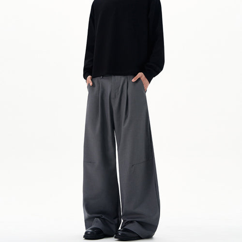 Herren Ultraweite Bügelfalten-Hose mit tiefem Schritt und fließender Twill-Qualität Drune