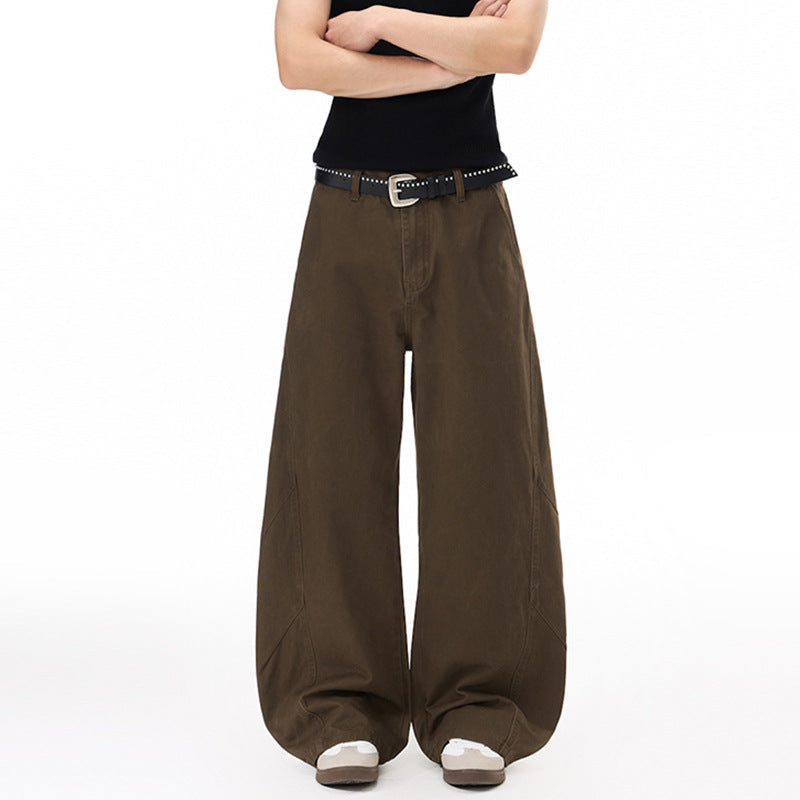 Herren Voluminöse Panel-Baggy-Hose aus Baumwoll-Twill mit ballonförmigem Saum Drune