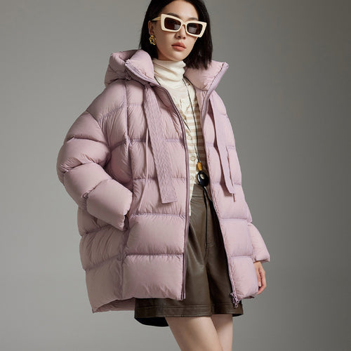 Damen Steppige wärmende Daunenjacke mit Kapuze und weiter Silhouette Drune