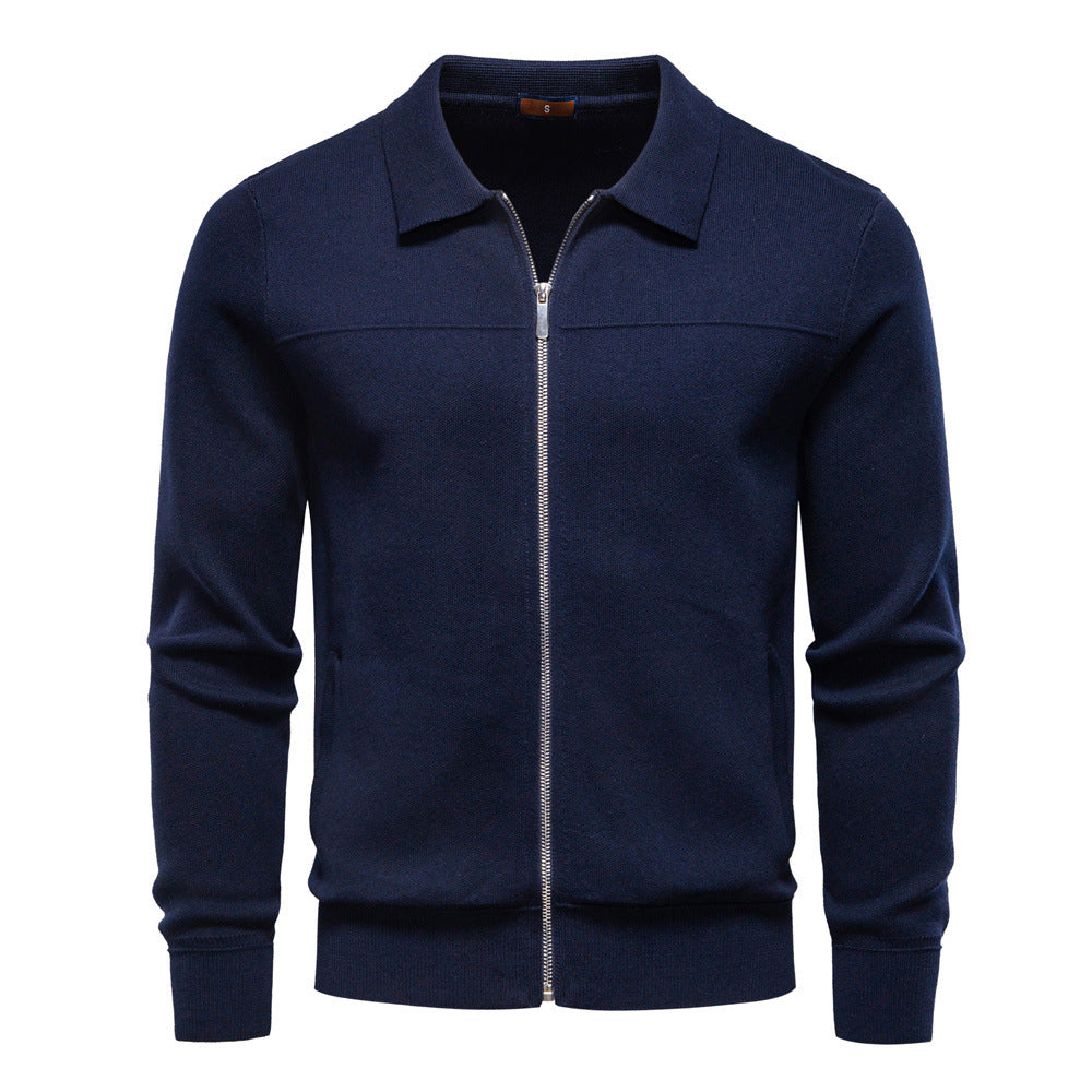 Herren nan feinstrick-Zipjacke mit Kentkragen und Rippbündchen Drune