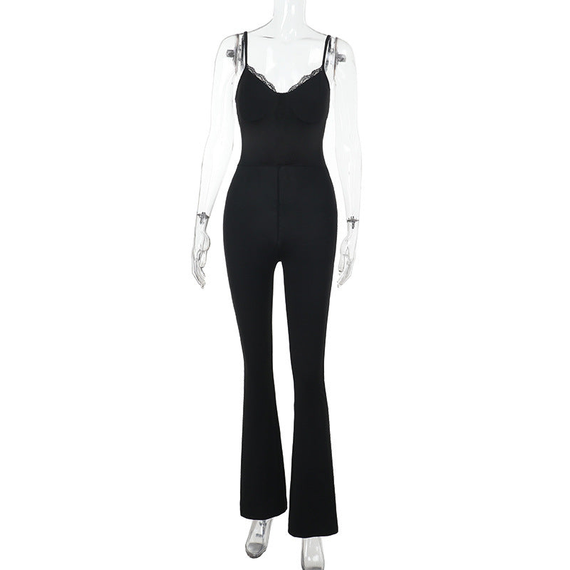 Damen Eleganter Bodysuit mit verführerischem Spitzenbesatz und figurbetontem Schnitt Drune