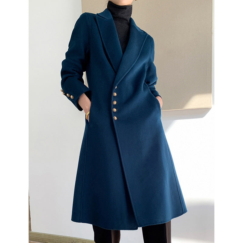 Damen Eleganter Wolle Trenchcoat Drune