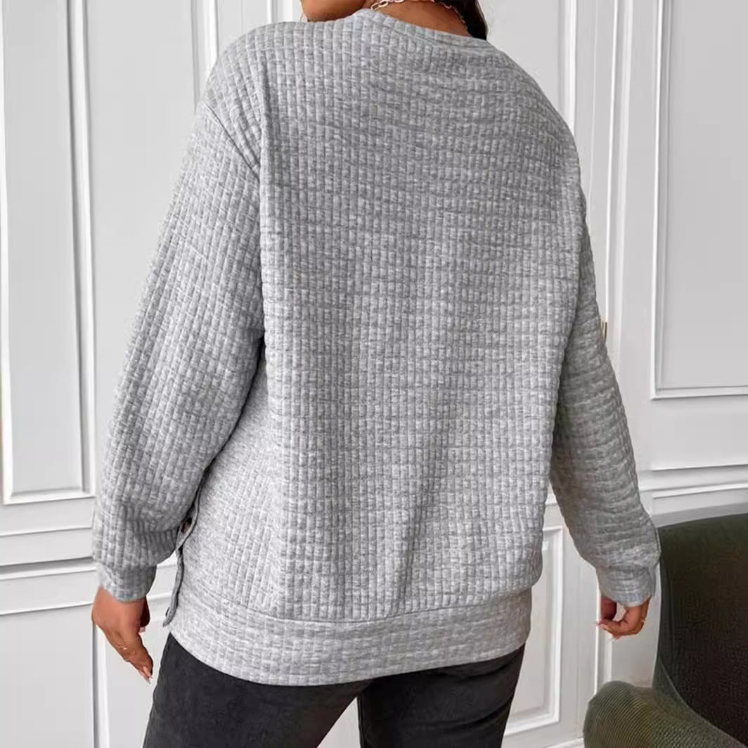 Damen lässiger Sweatshirt mit strukturiertem Design Drune
