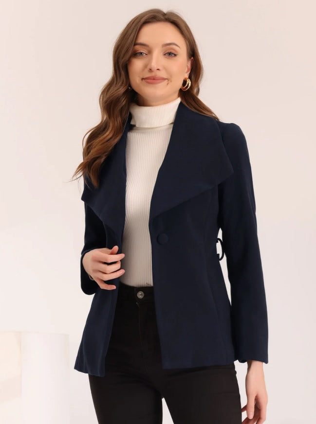Damen modische Übergangsjacke mit asymmetrischem Revers Drune
