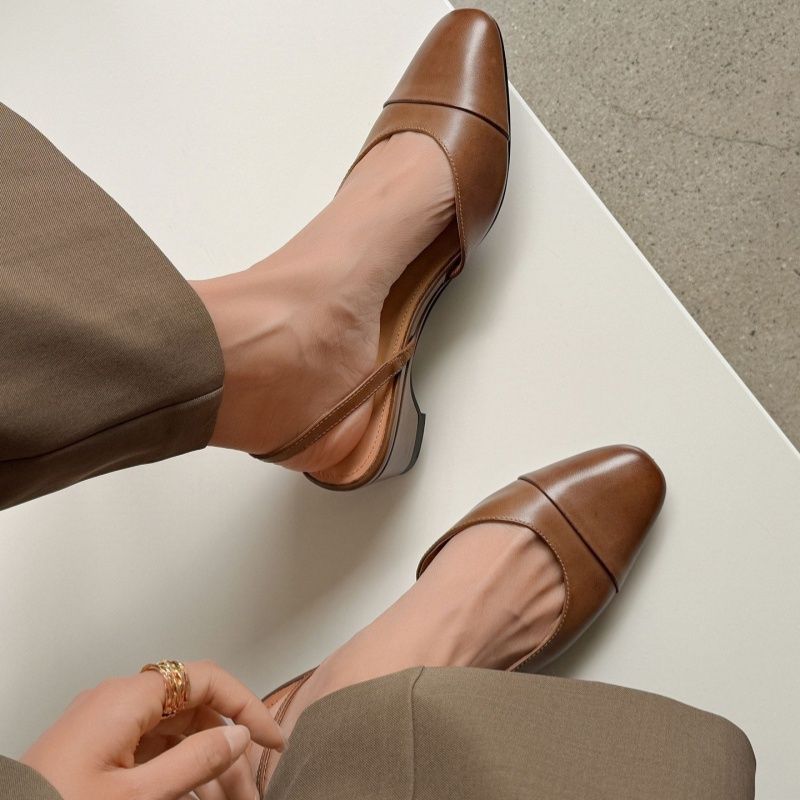 Damen Flache Slingback‑Ballerinas mit quadratischer Zehenbox und gepolstertem Komfortfußbett Drune