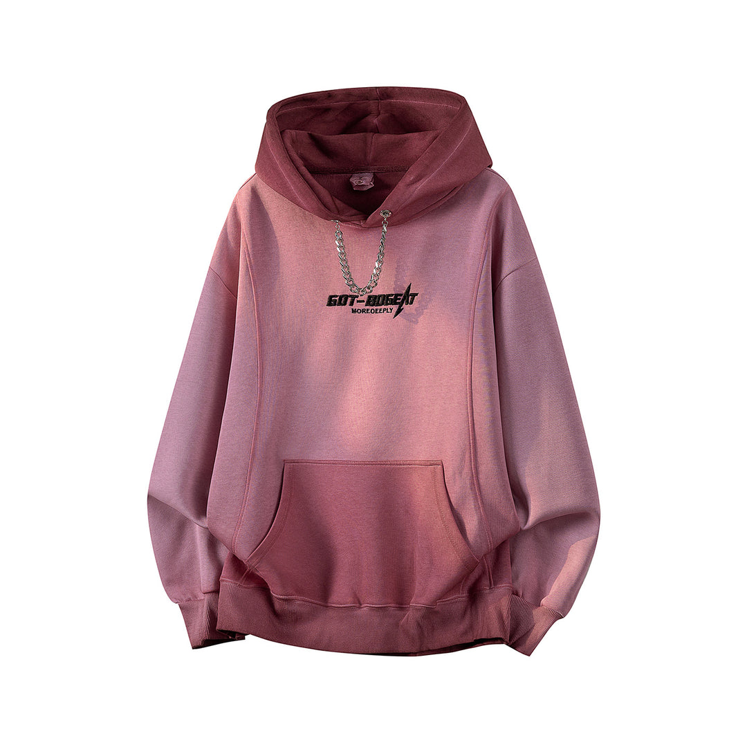 Unisex Oversize Kapuzenpullover mit handschriftlichem Grafik-Print, Kängurutasche & geripptem Saum Drune