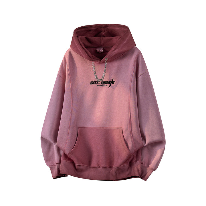 Unisex Oversize Kapuzenpullover mit handschriftlichem Grafik-Print, Kängurutasche & geripptem Saum Drune