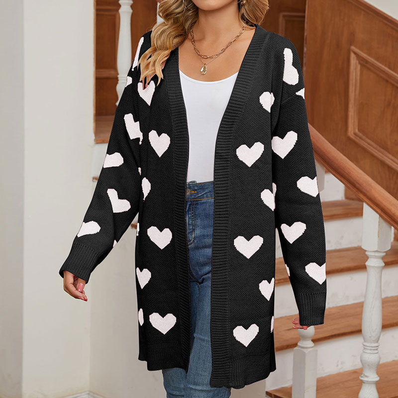 Damen Strickjacke mit Herzmuster Drune