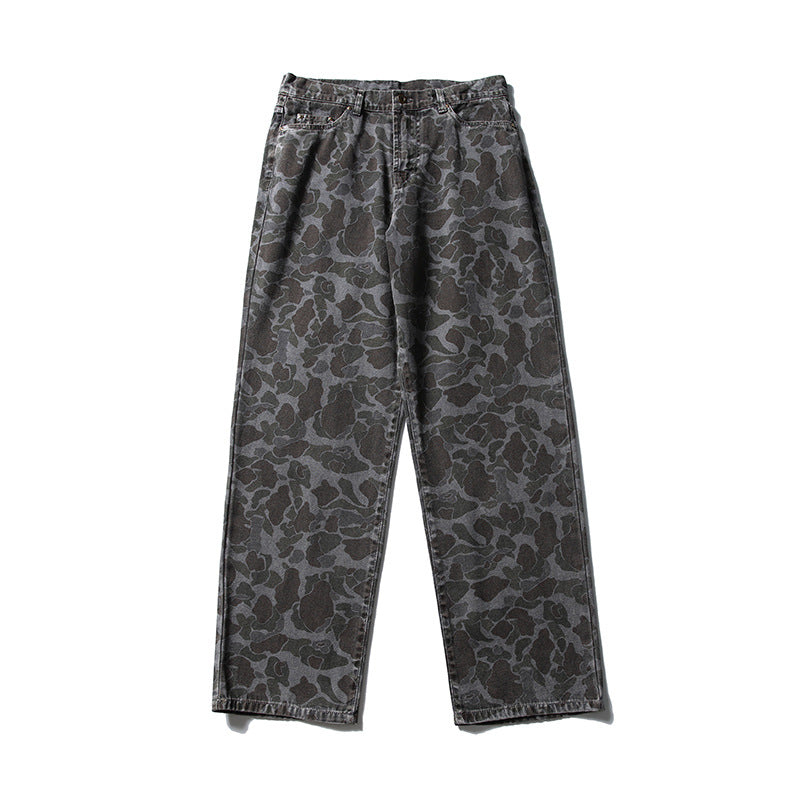 Herren Boxy-Jeansjacke im Camouflage-Muster mit Kontrastkragen und Mehrfachtaschen Drune