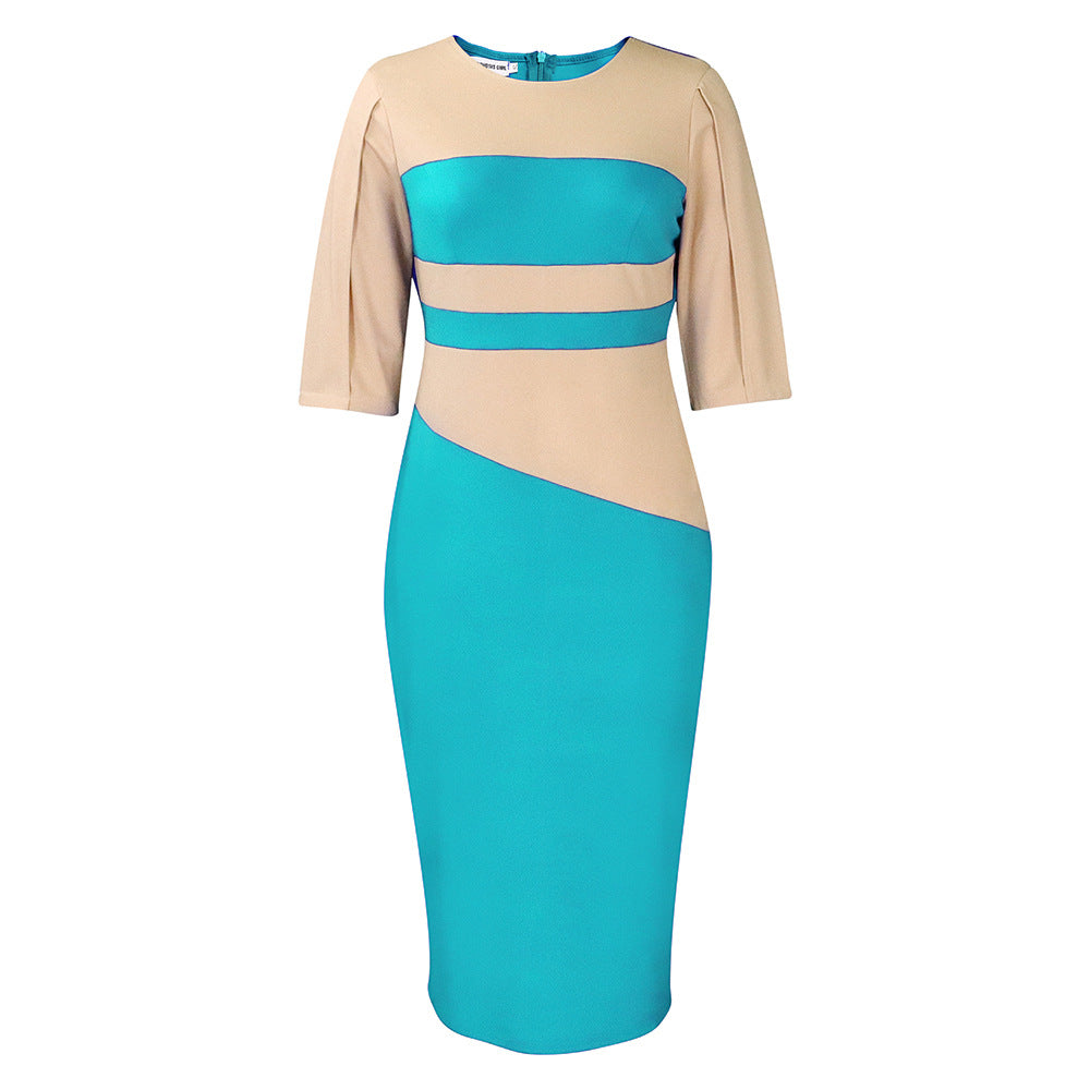 Damen Figurbetontes Kleid mit asymmetrischem Design und eleganten Ärmeln Drune