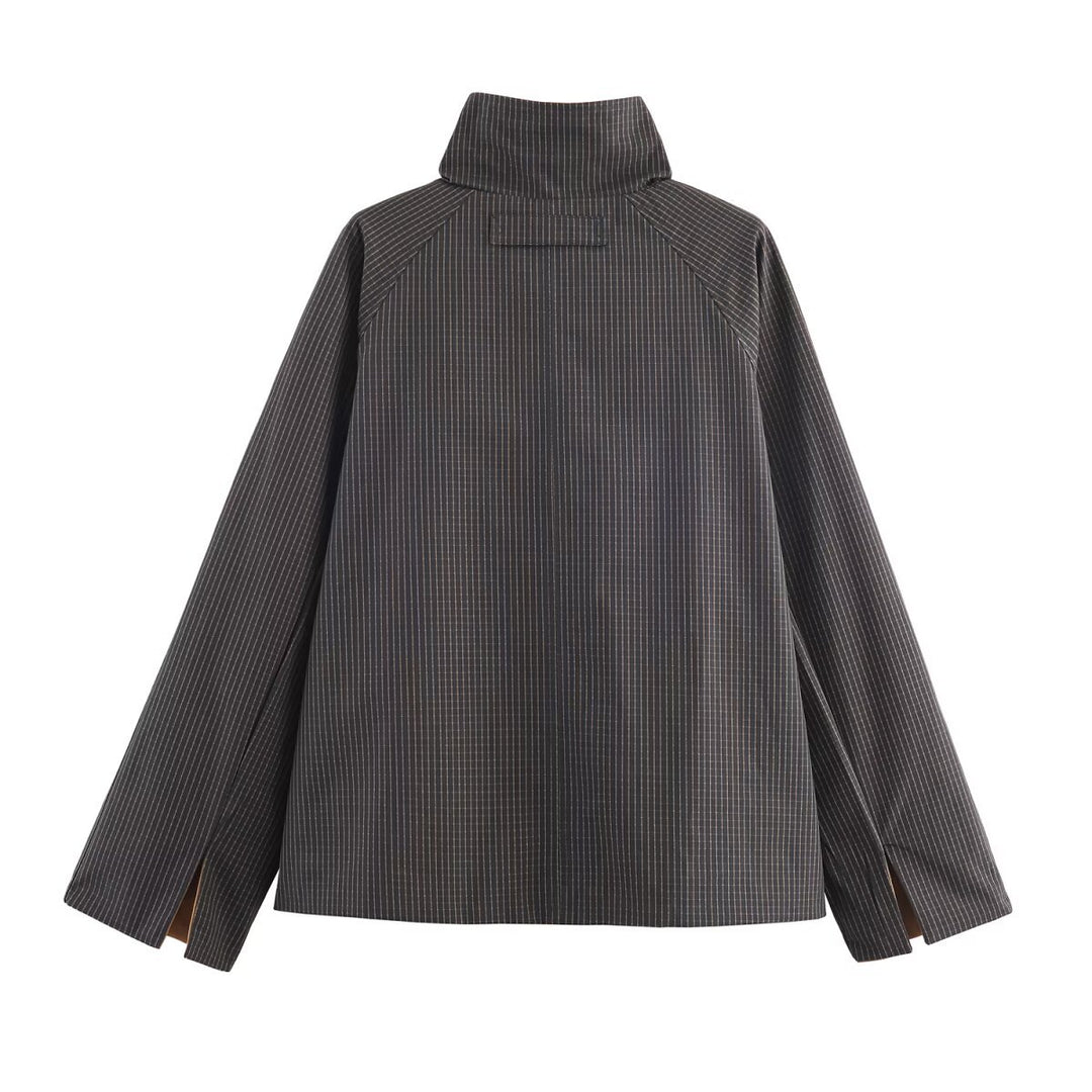 Damen urbane Oversized-Jacke mit hohem Kragen Drune