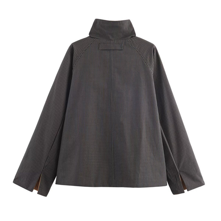 Damen urbane Oversized-Jacke mit hohem Kragen Drune