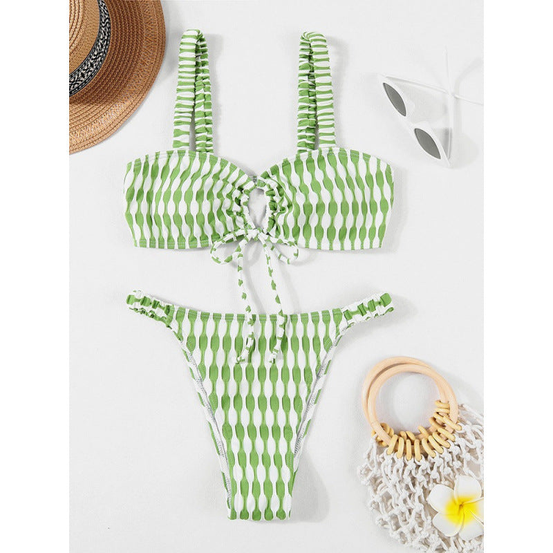 Damen Triangel-Bikini mit modischem Wickel-Design und verstellbaren Trägern Drune