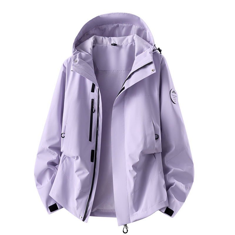 Damen technische dreilagige Softshell-Regenjacke mit getapten Nähten und Multifunktions-Taschen Drune