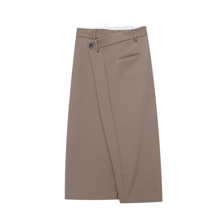 Damen eleganter Midirock mit überlappendem Design und modischen Knopfdetails Drune