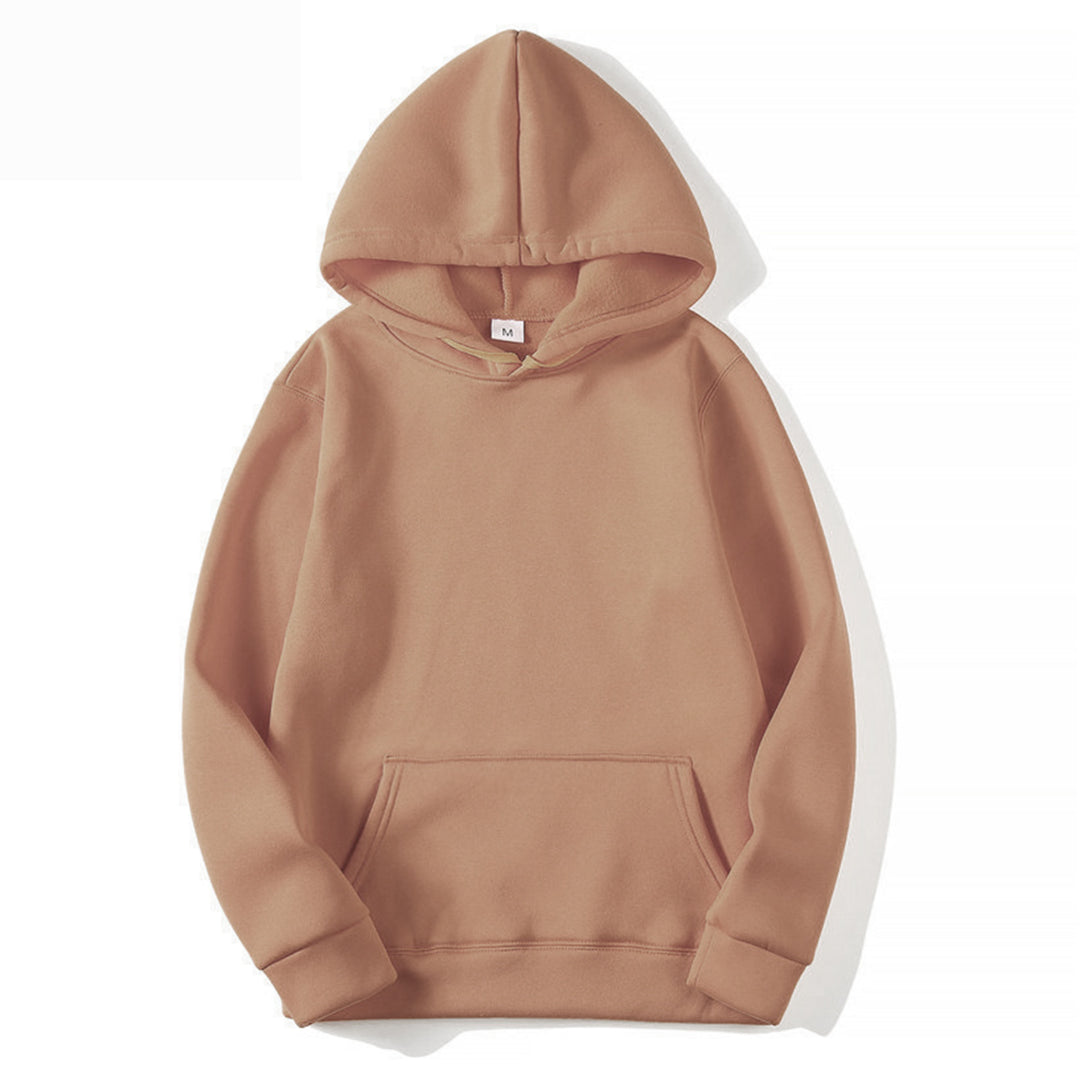 Unisex schlichter Kapuzenpullover mit Kängurutasche, gerippten Bündchen und relaxed Fit Drune