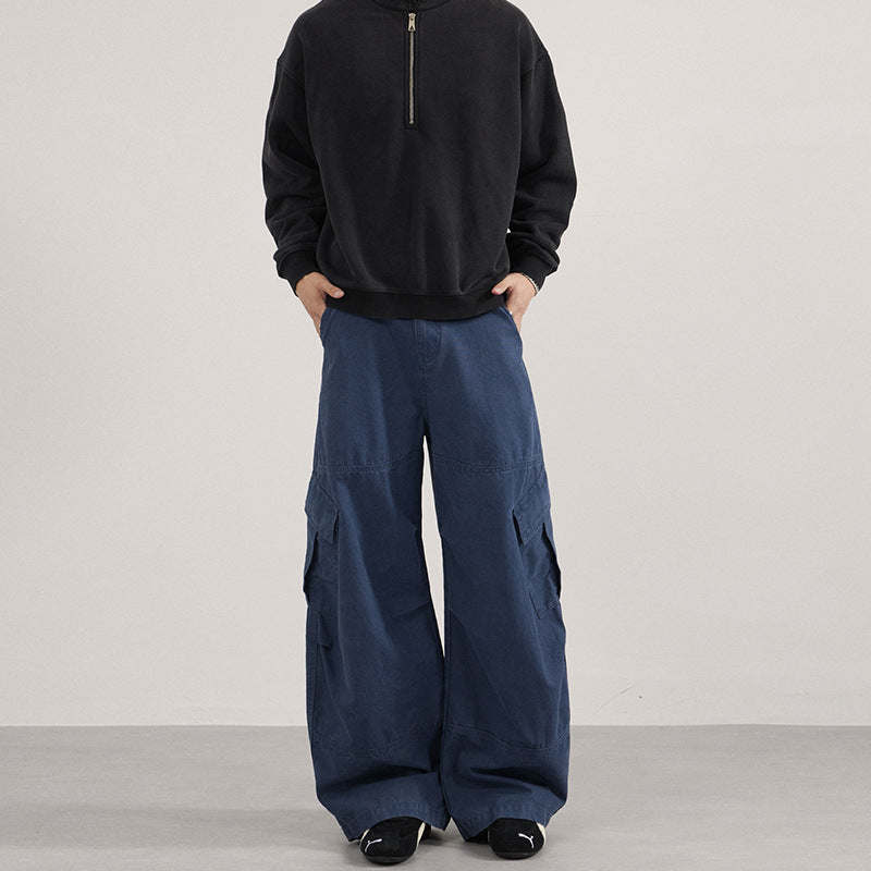 Herren Baggy-Cargohose im Utility-Stil mit tiefem Bund und extra weitem Bein Drune
