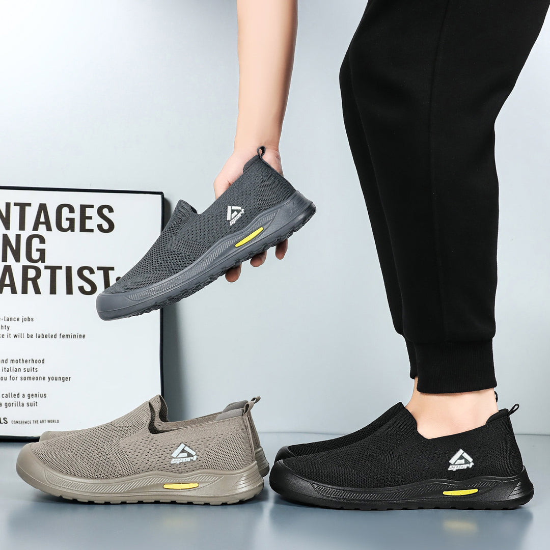 Herren nan atmungsaktiver Strick-Slip-On Alltagssneaker mit elastischem Einstieg, gepolsterter Innensohle und griffiger Leichtprofilsohle Drune