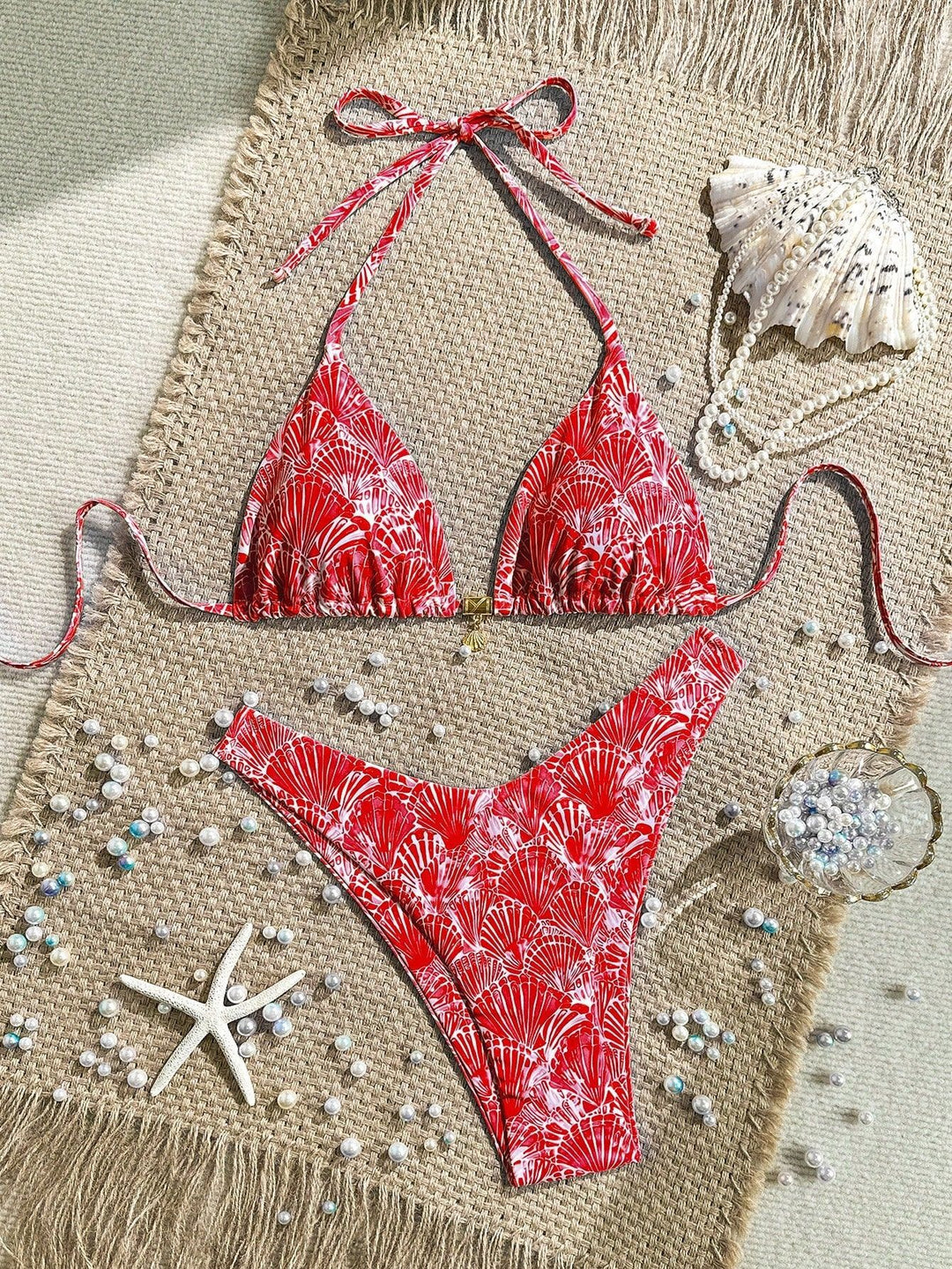 Damen Triangel-Bikini mit floralen Mustern Drune