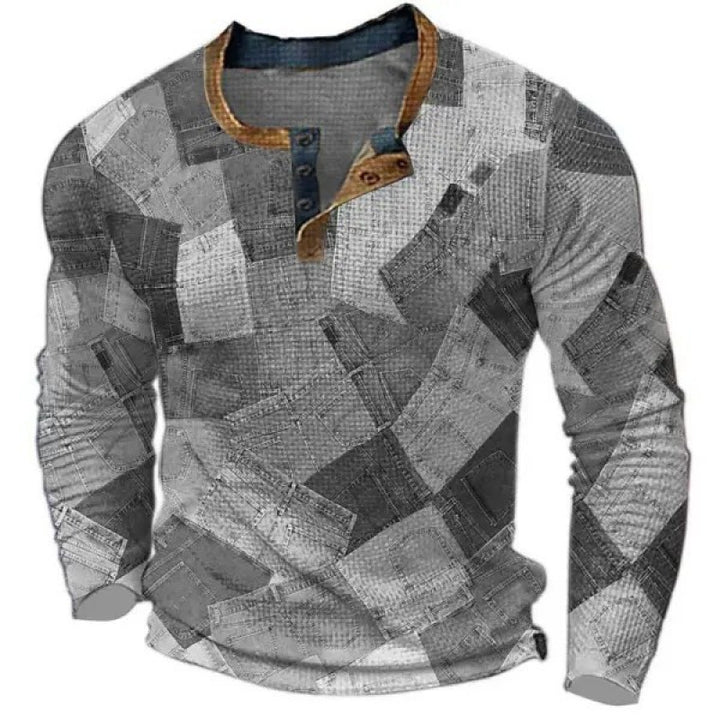 Herren Sportliches Langarmshirt mit Knopfleiste Drune