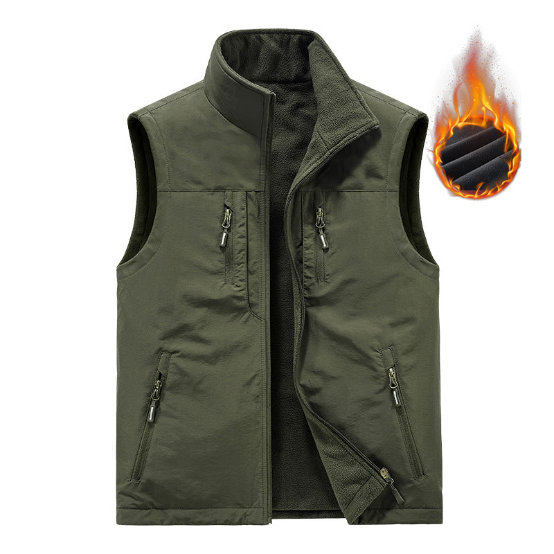 Herren Thermo-Outdoorweste mit Fleece-Innenfutter, windabweisender Shell und Mehrfach-Reißverschlusstaschen Drune