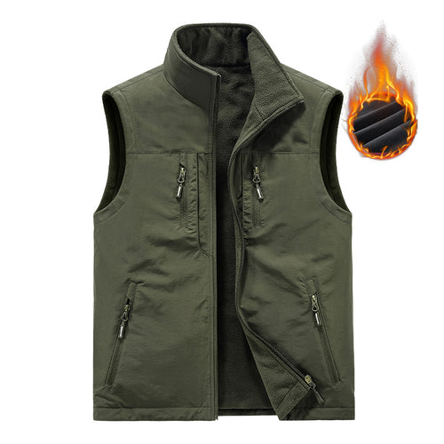 Herren Thermo-Outdoorweste mit Fleece-Innenfutter, windabweisender Shell und Mehrfach-Reißverschlusstaschen Drune