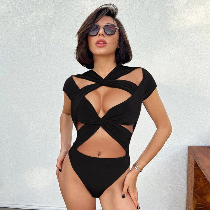 Damen Cut-Out Body mit kreativem Wickeldesign Drune