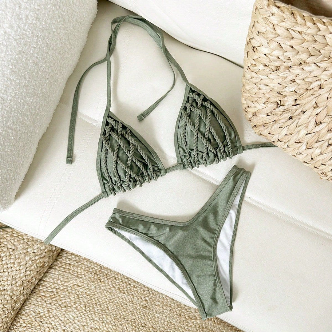 Damen geflochtener Triangel-Bikini Drune