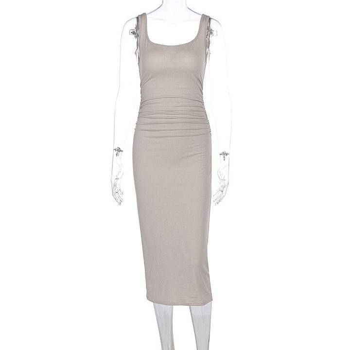 Damen Figurbetontes Midi-Kleid mit raffinierten Raffungselementen Drune