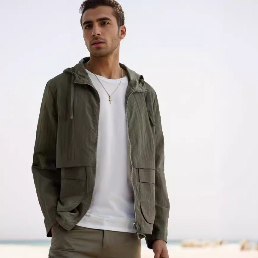 Herren leichte Jacke im lässigen Stil mit großzügigen Taschen Drune