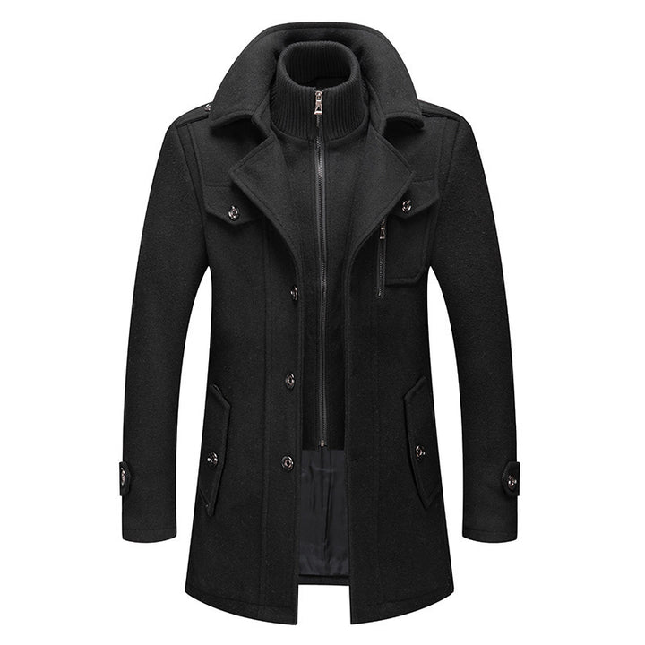 Herren Mantel mit abnehmbarer Strick-Innenjacke und Reverskragen Drune
