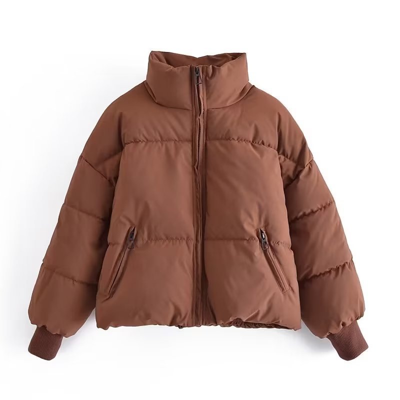 Damen Kurzer Stepp‑Puffer mit hohem Stehkragen und gerippten Bündchen Drune