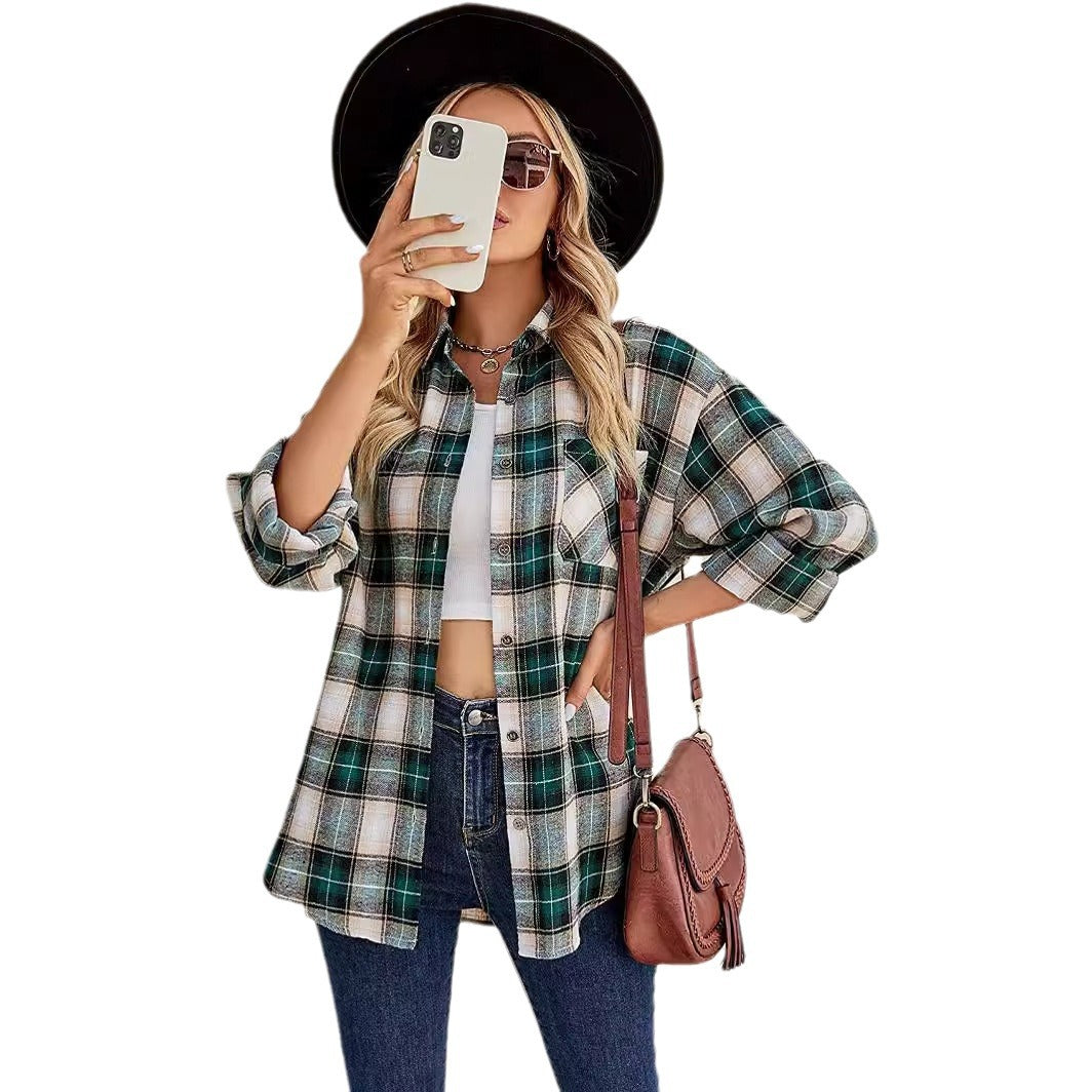 Damen oversized Karo Hemd mit tiefem Ausschnitt Drune