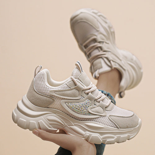 Damen Sportliche Sneakers mit Glitzerdetails und atmungsaktivem Obermaterial Drune