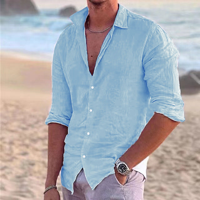 Herren Sommerliche Leinenhemd Drune