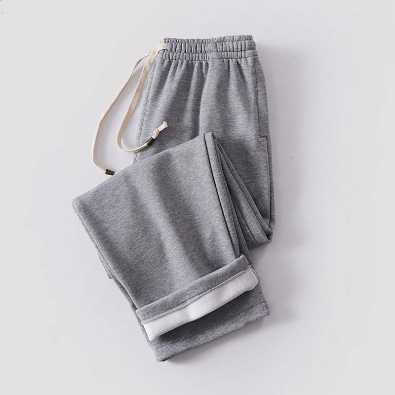 Unisex Gefütterte Fleece-Jogginghose mit elastischem Bund Kordelzug und schmalem Knöchelbündchen Drune