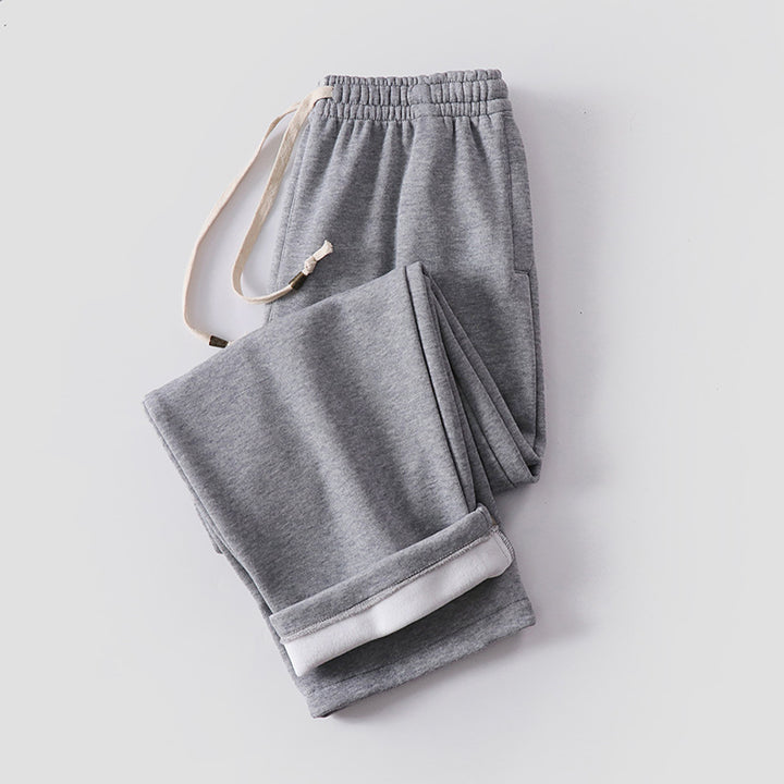 Unisex Gefütterte Fleece-Jogginghose mit elastischem Bund Kordelzug und schmalem Knöchelbündchen Drune