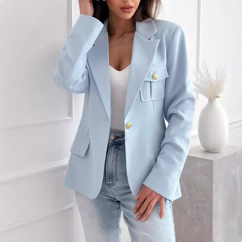 Damen Eleganter Blazer mit doppelter Knopfreihe und praktischen Taschen Drune