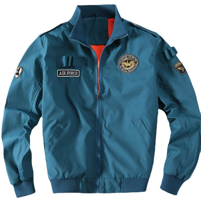 Herren Militärinspirierte Bomberjacke mit Aufnähern, Stehkragen & Reißverschluss Drune